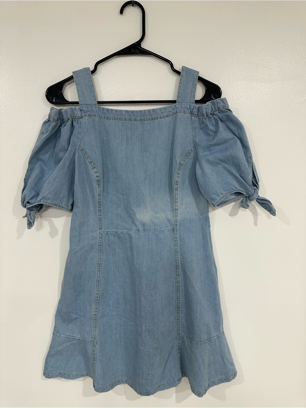 Light Blue Denim Off-Shoulder Dress